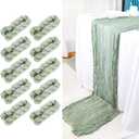 Wigenius Fall Table Runner 10 Pack Sage Green Cheesecloth Table Runners 35 X 120 Inch Boho Restic Gauze Tablerunner for Wedding Party Baby Shower Decoration