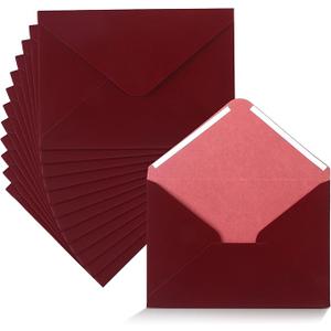 Affrolling 12 Pcs Wedding Velvet Envelopes 5 x 7 Inch Velvety Surface Stationery A7 Vintage Soft Rectangle Elegant Envelopes for Invitation Gift Wedding Thank You Letter(Pearl Burgundy)