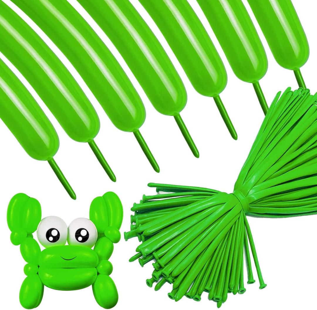 260 Long Balloons for Balloon Animals 100 Pack Thickening Latex Modeling Long Magic Balloons Twisting DIY Animal Balloon for Beginners Children's Party Carnivals Party Decorations (green balloon)