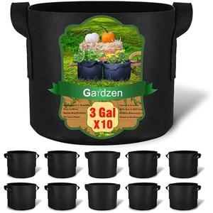 Gardzen 20-Pack 3 Gallons Grow Bags, Aeration Fabric Pots with Handles, Heavy Duty Cloth Pots for Plants