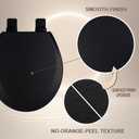 Toilet Seat, Slow Close, Soft Touch, Ultra-Smooth Matte Finish (No Orange-Peel Texture), Premium Moulded Wood, Quick Release, PIKLiDS (Black, Round)
