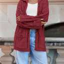 Saodimallsu Womens Cable Knit Cardigan Sweaters Fall Oversized Long Sleeve Button Open Front Knit Sweater Coats (Red)