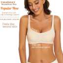 Seamless Bralette for Women Comfort No Show Square Neck Stretch Wireless Bra with Removeable Padding (Medium, Beige)
