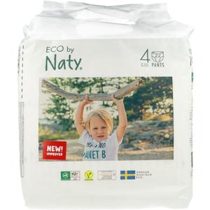 Eco by Naty Premium Nappy Pants Size 4, 8-15 Kg, Hypoallergenic and Chemical-Free Pull Ups, Highly Absorbent and Friendly Training Nappies for Boys and Girls 22 Count