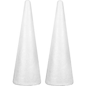 DIYASY 4 Pcs Foam Cones for DIY Crafts, 4.1 x 15.7 Inch White Polystyrene Christmas Tree Foam Cones Arts and Craft Supplies for DIY Home Craft Project Table Centerpiece