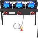 Vivicreate 3 Burner High pressure Propane Stove, 28 Inch Tall Camping Stove with cast iron burner 105000 BTU power, Stable Legs for Outdoor Use