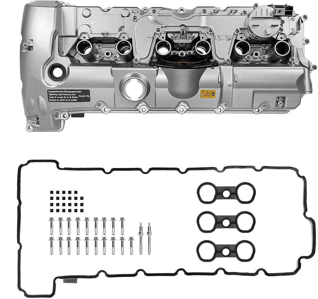 Upgrade Aluminum Engine Valve Cover & Gasket Kit Compatible with BMW N52 N51 BMW E82 128i E9X 323i 328i E60 528i E70 X5 3.0si E83 X3 E85 Z4 E89 Z4 F10 528i