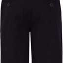 Bienzoe Boys School Uniform Shorts: Kids Cotton Trendy Adjustable Waisted Flat Front Twill Bermuda (Black)