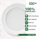 Compostable Paper Plates 250 Count 9in & 6in Disposable Dinner Dessert Salad Plates Heavy Duty Party Supplies for Birthday Holiday White