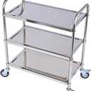 3 Shelf Stainless Steel Cart, 420 lbs, 1MM Thick, Serving With Wheels, Household Service Trolley, 360 Rotation Storage Shelf With Locking Wheels (29.5*15.8*37.4)'' Utility