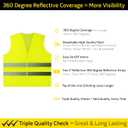 PeerBasics, 20 Pack, Yellow Reflective High Visibility Safety Vest, Hi Vis Silver Strip, Men Women, Work, Cycling, Runner, Construction (Mesh, 20)