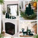 Amyhill 5 Pack Christmas Velvet Reindeer & Tree Decor Christmas Reindeer Decor Tree Figurine for Indoor Home Decoration Tabletop Mantle Cabinet Desktop Office(Green)