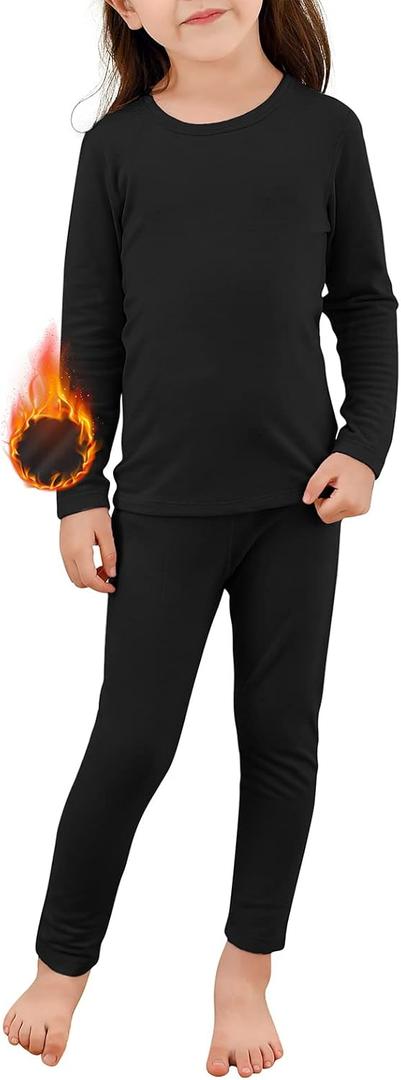Thermal Underwear for Kids Toddler Winter Base Layer Long Johns Sets for Girls Boys (X-Large (110) /4T-5T, Black)