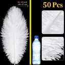 Maitys 50 Pcs Large Natural Ostrich Feathers Bulk 16-18 Inch (40-45cm) Ostrich Feathers Plumes for Vase Craft Wedding Home Party Centerpieces Holiday Decoration(White)