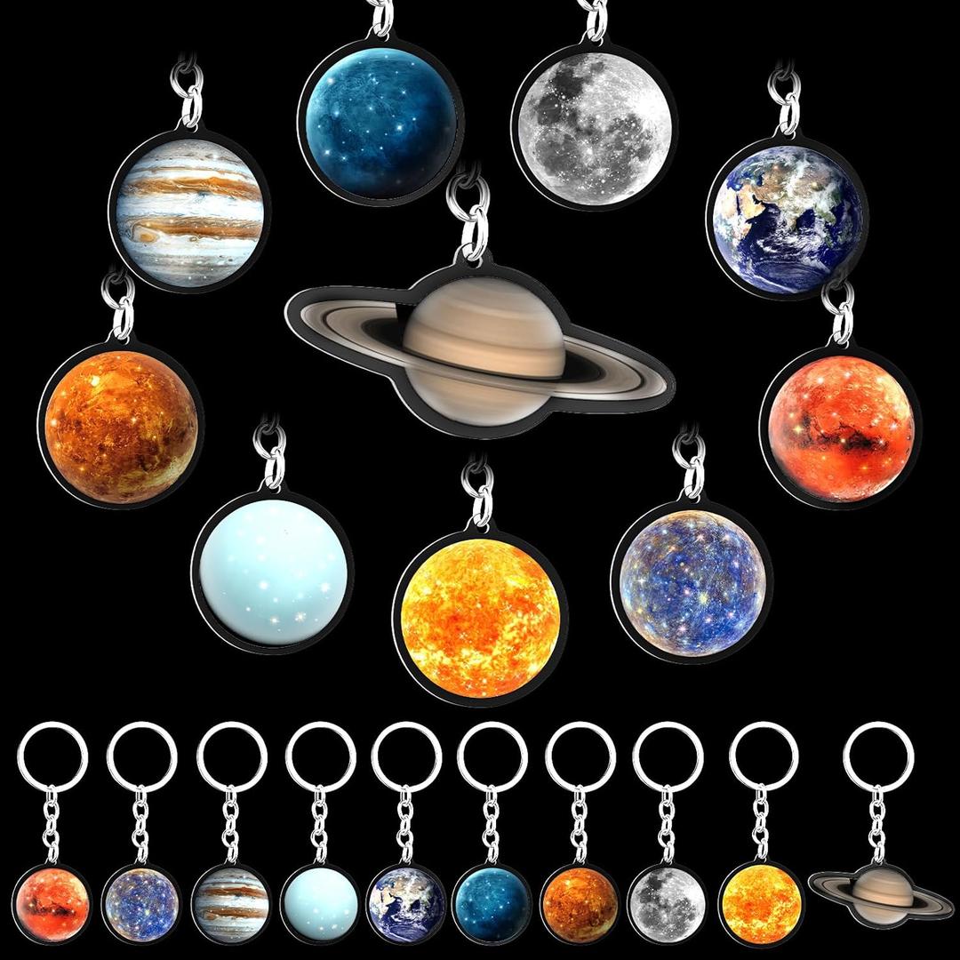 Eersida 20 Pcs Solar System Planet Keychain Hanging Galaxy Keychain Outer Space Party Favors Globe Planets Gift for Party Supplies Birthday Space Enthusiasts