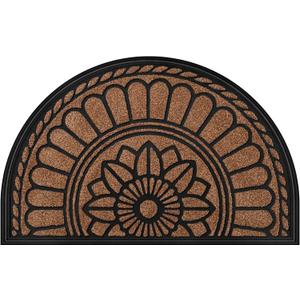 Mibao Half Round Door Mat, Non-Slip Welcome Entrance Way Mat, Durable Rubber Door Mats, Low-Profile Heavy Duty Doormat, Half Circle Mats for Garage, Patio, High Traffic Areas, 23.5" x 35.5", Coffee (1'11" x 2'11" (Semicircular))