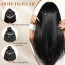 Clip in V-Shape Hair Extensions for Women 18 Inch One Piece Synthetic Straight Hair Extension Full Head Hairpiece with 5 Clips Grey Multi