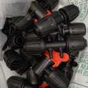 Drip Irrigation Fittings Kit for 1/2 Inch Tubing -18 Pieces Set- 3 Tees,3 Switch Valves,3 T Connectors,2 Elbows,3pcs 1/2" to 1/4" tubing Reducers,4 End Cap, Barbed Locked Nuts Connectors