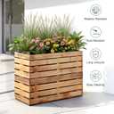 Metal Rectangular Planter Box, Tall & Large Rectangle Planter with Removable Insert Shelf, 30" L x 12" W x 24" H Heavy Duty Planter Box with Drainage Holes for Outdoor Plants (Walnut Wood Grain)