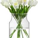 Clear Glass Vase, Large Flower Vase, 8-inch Glass Flower Vase for Plants, Wide Mouth Vase for Home, Wedding, Living Room, Dining Table