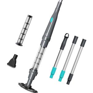 PoolMr Handheld Pool Vacuum for Above Ground Pool & Hot Tub Vacuum, with 2 Brush Heads, 90 Mins Running Time, 13.2 Gallons/Min Powerful Suction, Ideal for Cleaning Debris and Sand Underwater, Black