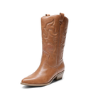DREAM PAIRS Women's Cowboy Boots Pull On Cowgirl Boots Mid Calf Western Boots, 7.5 Size