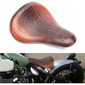 13" Brown Crocodile Motorcycle Leather Driver Seat Cushion for Harley Davidson Sportster Chopper Bobber (Brown-Crocodile)