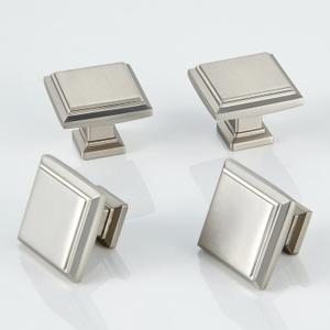 Square Knobs - 10 Pack / 1.3 Inch, Satin Nickel Cabinet Knobs for Kitchen and Bathroom, Modern Dresser and Office Hardware