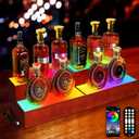 32 Inch LED Lighted Liquor Bottle Display Shelf, 2 Tier LED Bar Shelves for Liquor Bottles with RF Remote & App Control, Support USB for Whiskey Wine Coffee Syrup Bottle Display16+16Inch