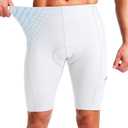 Men's Bike Shorts 3D Padded Cycling Road Biking Underwear Mountain Riding Biker Bicycle UPF 50+ Cycle Shorts Zipper Pockets(White,L)