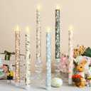 Honoson 6 Pcs Easter Flameless Taper Candles 10.6 Inch Spring Flower Candles Battery Operated LED Candlesticks for Easter Dinner Table Home Party Decor