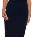 Xscape Women's Long Off The Shoulder Scuba Crepe Dress (Reg and Petite), 10P, Navy 