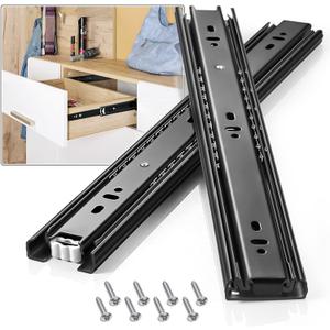 Drawer Slides 1 Pair Full Extension 12 14 16 18 20 22 24 inch Side Mount Pull Out Kitchen Cabinet Rails Bracket Replacement Ball Bearing (Basic-1 Pair, 24 Inch)