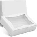 10 Pcs Cake Box with Window 19x14 Rectangular Half Sheet Cake Box Glossy Finish Bakery Boxes for Cakes, Cupcakes and Pastries Cardboard Packaging for Transport, Storage and Dessert Presentation