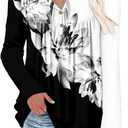 ROSELINLIN Womens Long Sleeve Tunic Tops Floral Fall Blouse Shirts (XX-Large, A BW Lotus)