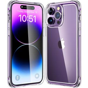 Mkeke for iPhone 14 Pro Case Clear, [Military Grade Protection] [Not Yellowing] Shockproof Phone Case for Apple iPhone 14 Pro 2022 (for iPhone 14 Pro Case 6.1", 1-Clear)
