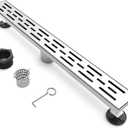 BARONAGE 24 Inch Linear Drain Shower Rectangular Floor Drain with Accessories Reversible Brickwork Cover Removable 304 Stainless Steel CUPC Certified Brushed Nickel