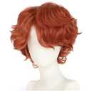 Mens Orange Wig Short Fluffy Curly Ginger Red Wig Layered Heat Resistant Synthetic Hair for Halloween Cosplay Anime Party