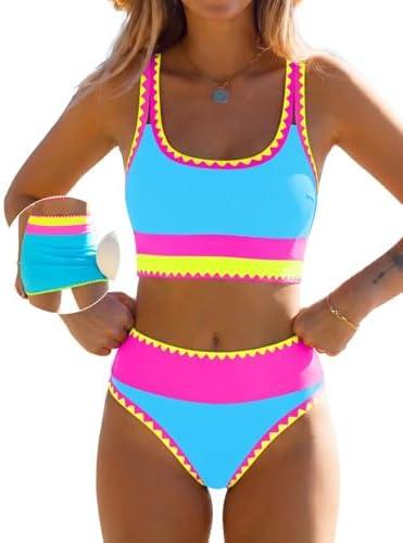 Popvil High Waisted Bikini Sets for Women 3 Piece Swimsuits Tummy Control Bathing Suits with Skirt Beach Vacation 2026, M