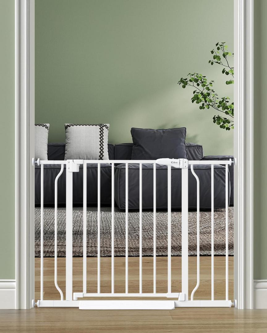 Baby Gate No Drilling, 29"-40" Auto Close Dog Gate Indoor for Doorways & Stairs, Pressure Mounted Adjustable Pet Gate, Easy Walk Through Child Gate for Children & Pets Stroller Friendly, White (29-40"Wide, 28"Tall)