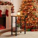 TUTOTAK Small Side Table, Narrow End Table, Skinny Sofa Table, Slim Nightstand, Couch Table, Living Room, Bed Room, Brown TB01BB062 (2-Tier7.9"D x 15.8"W x 22.5"H)