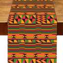 Nepnuser Kwanzaa Kente Table Runner 108Inches Long Black History Month National Holiday Party Decorations Home Kitchen Island Dining Decor