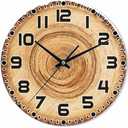 NOMEDOGYIM Wooden Stump Wall Clock Battery Operated Round Wall Clock Silent Non Ticking Quality Quartz 10 Inch Round Easy Clock to Read for Home Office