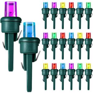 Honoson 120 Count 5 mm Winter LED Replacement Bulbs Bulk Wide Angle Winter LED Light Bulbs String Replacement Festival Light Garland Outdoor Tree Home Decoration (Green Base with Bright Colors Bulb)