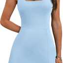 OFEEFAN Athletic Dress for Women Mini U Neck Sleeveless Built in Shorts with Pockets Tennis Golf Graduation