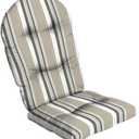 Arden earthFIBER Plush Modern Tufted Rocking Chair Cushion, 21.5 x 19, Rain-Proof, Fade Resistant, Tufted Cushions for Rocking and Adirondack Chairs Taupe Grey Boardwalk Stripe
