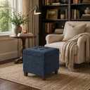HomePop 18" Square Tufted Storage Ottoman - Dusty Navy, 17.5"D x 17.5"W x 17.5"H