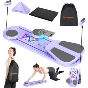 Pilates Board - Pilates Reformer Set, Portable and Foldable Pilates Board for Home Workout, Multifunctional Pilates Board for Women, Pilates Reformer Machine for Home Exercise (Violet Grey)