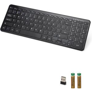 Wireless Bluetooth Keyboard, Universal Multi-Device Keyboard with Number Pad and Media Hotkeys, USB + Dual BT Connection, Ergonomic Design Slim for Windows Computer/Laptop/Tablet (Black)