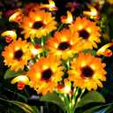 Hortsun 2 Pack Sunflower Bee Solar Lights Outdoor Decor Waterproof Solar Lights with 6 Sunflower and 8 Bee for Yard Front Yard Garden Lawn Patio Outside Decor